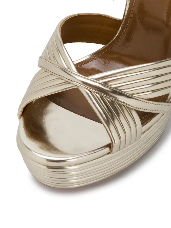 aquazzura gold platform sandals
