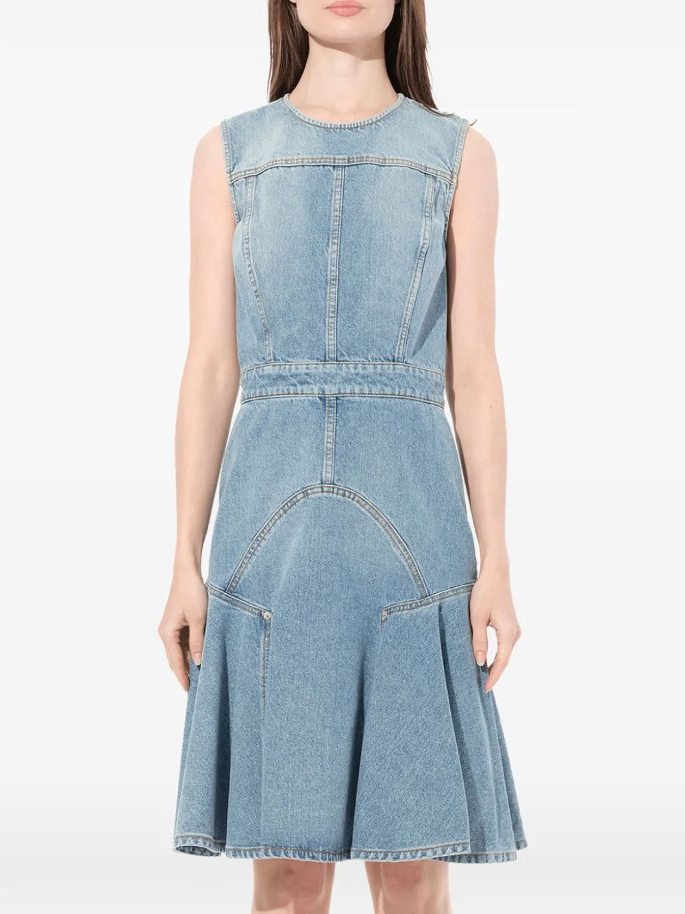 Alexander McQueen Sleeveless Denim Dress - Blue