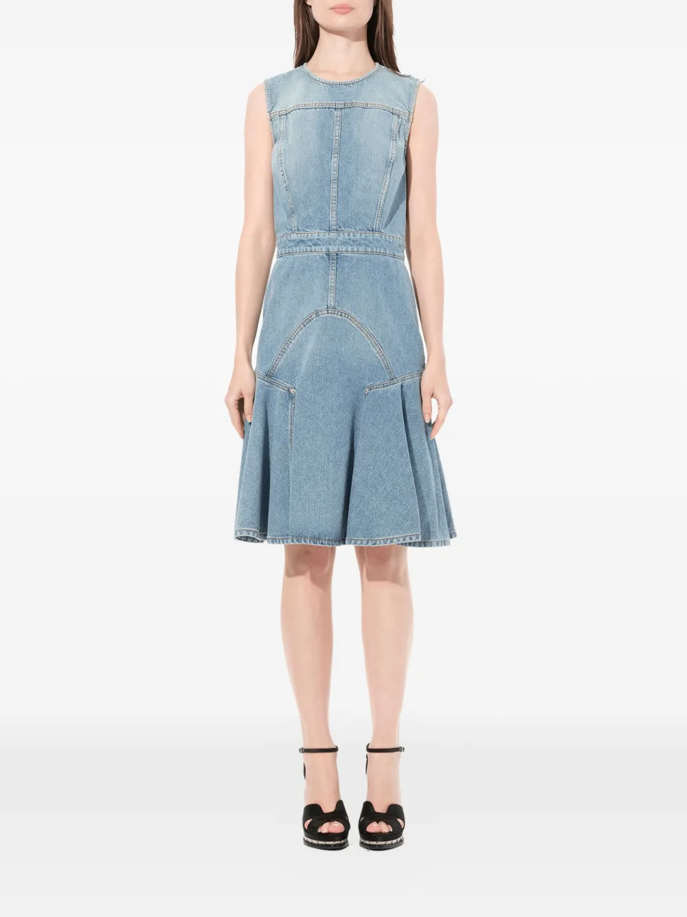 Alexander McQueen Vestito denim senza maniche - Blu
