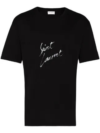 ☆OLD YSL Yves Saint Laurent ロゴ プリント Tシャツ-