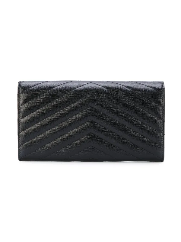 Saint Laurent Large Monogram Flap Wallet - Grey