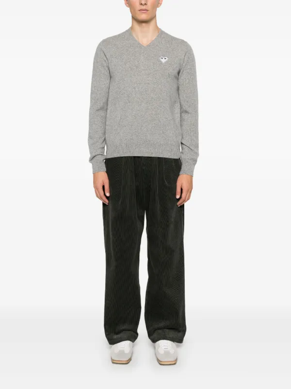 Comme Des Garçons Play v-neck Pullover With White Heart