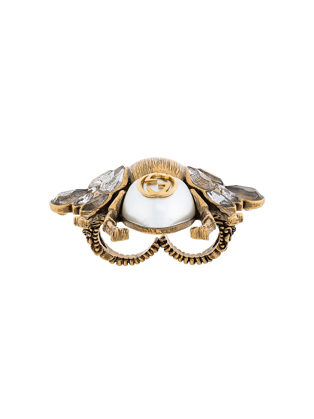Gucci Crystal and Pearl Bee ring - Metallic, $920.0