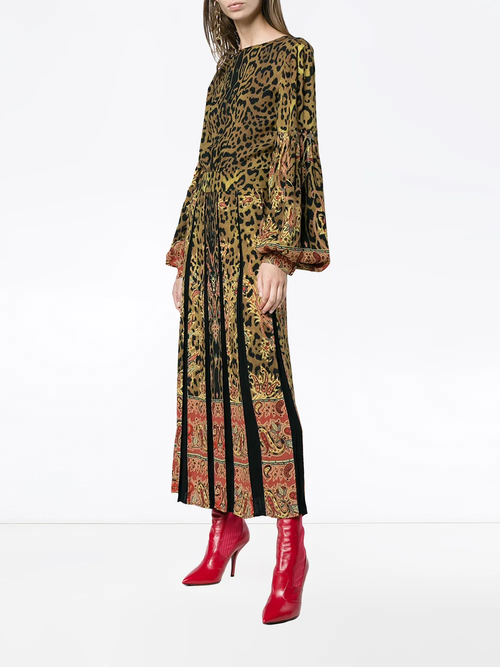 ETRO leopard print pleated dress - Bruin
