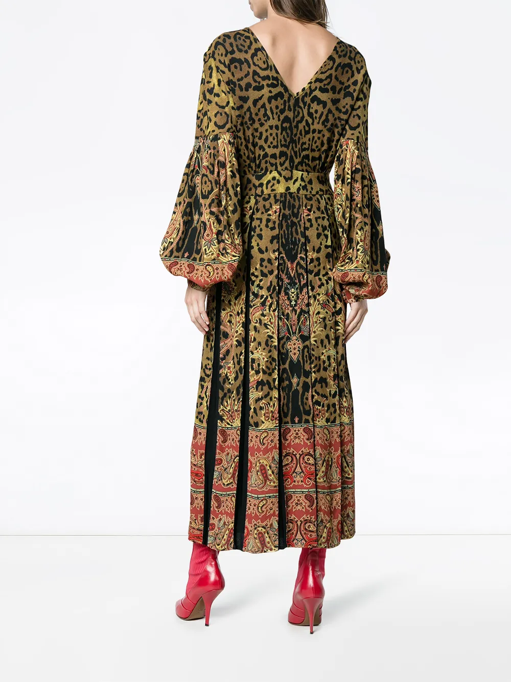 ETRO leopard print pleated dress Geel