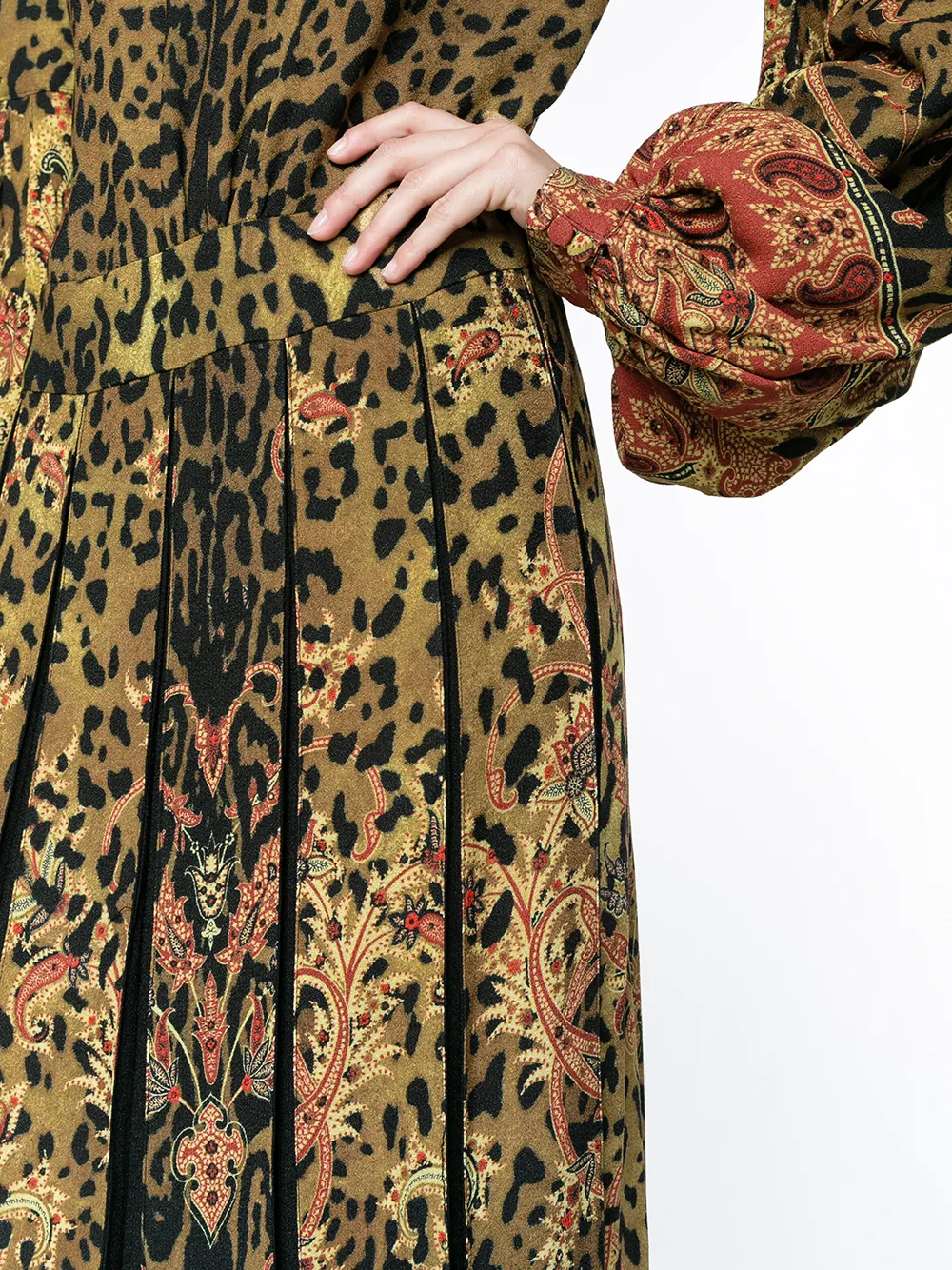 ETRO leopard print pleated dress Geel
