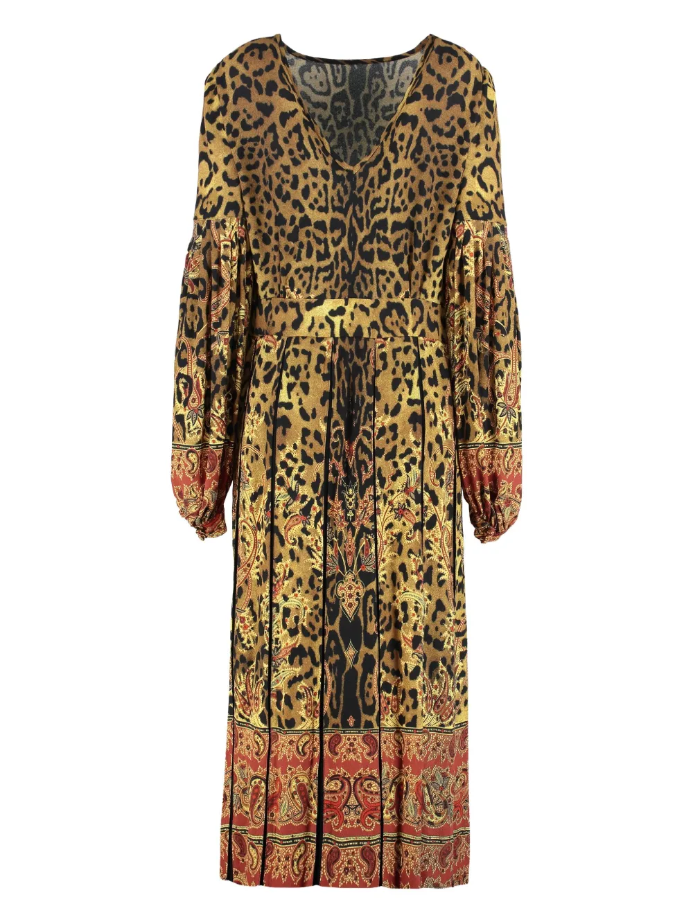 ETRO leopard-print pleated midi dress | Yellow | Image 1