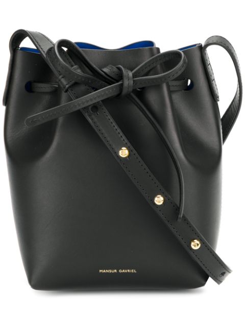 MANSUR GAVRIEL Vegetable-Tanned Leather Mini Bucket Bag, Cammello/Rosa ...