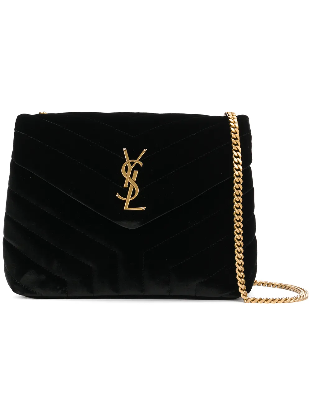 SAINT LAURENT Loulou Monogram Small YQuilted Chain Shoulder Bag, Black