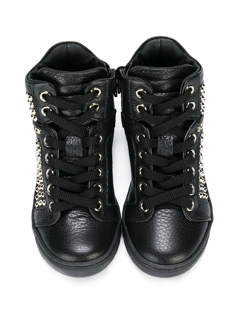Philipp Plein Junior studded lace-up hi tops Zwart