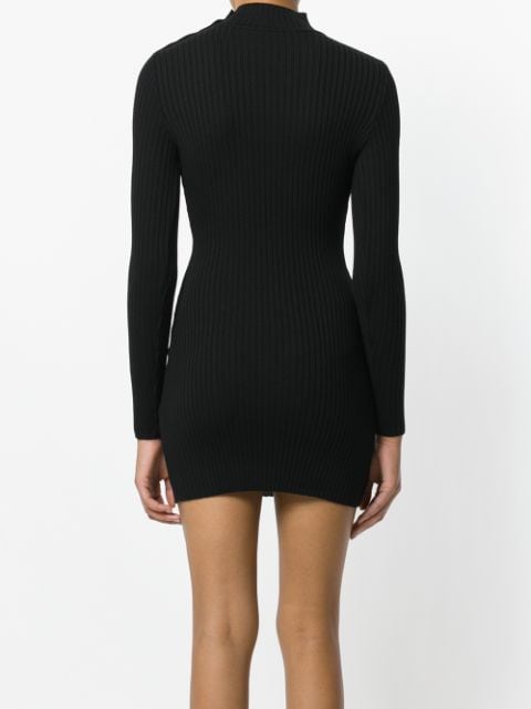 BALMAIN High-Neck Ribbed-Knit Wool Mini Dress in Black | ModeSens