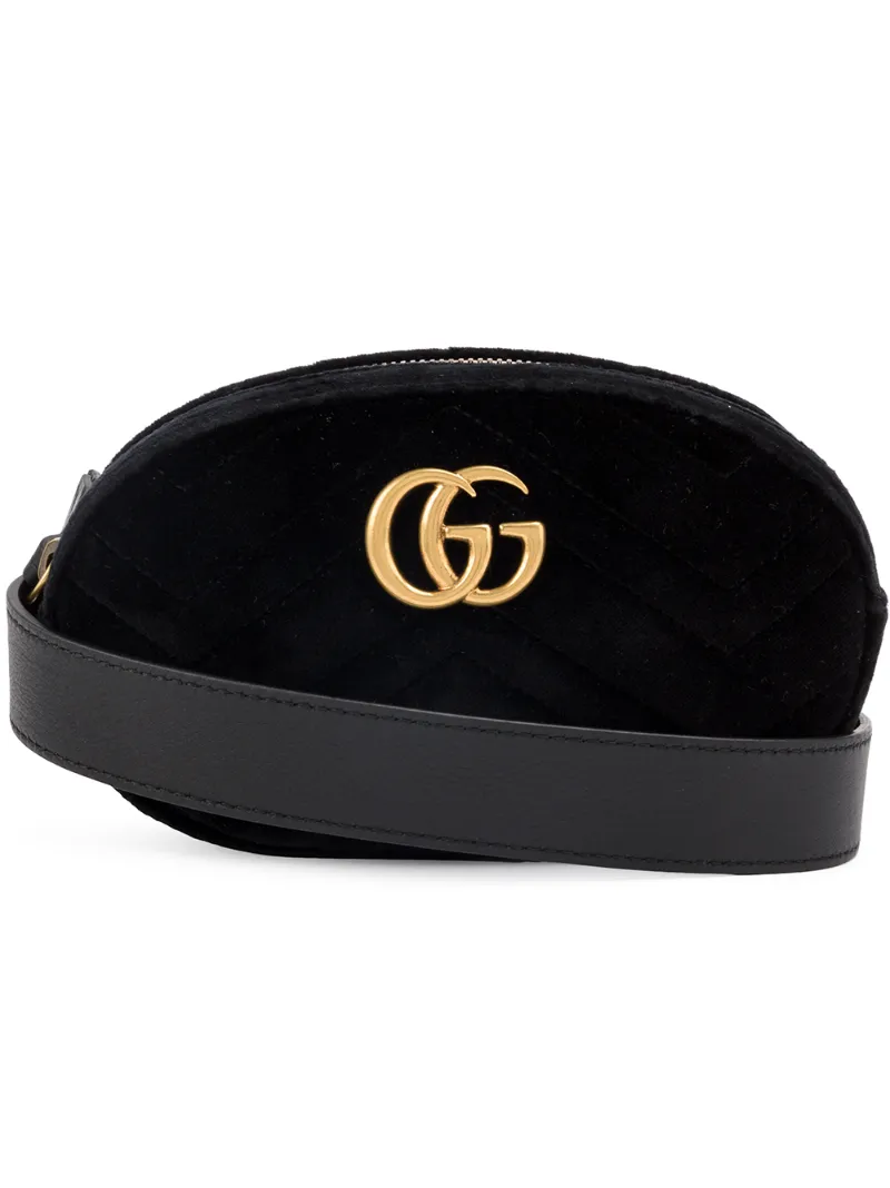 GUCCI Gg Marmont Quilted-Velvet Belt Bag, Black | ModeSens