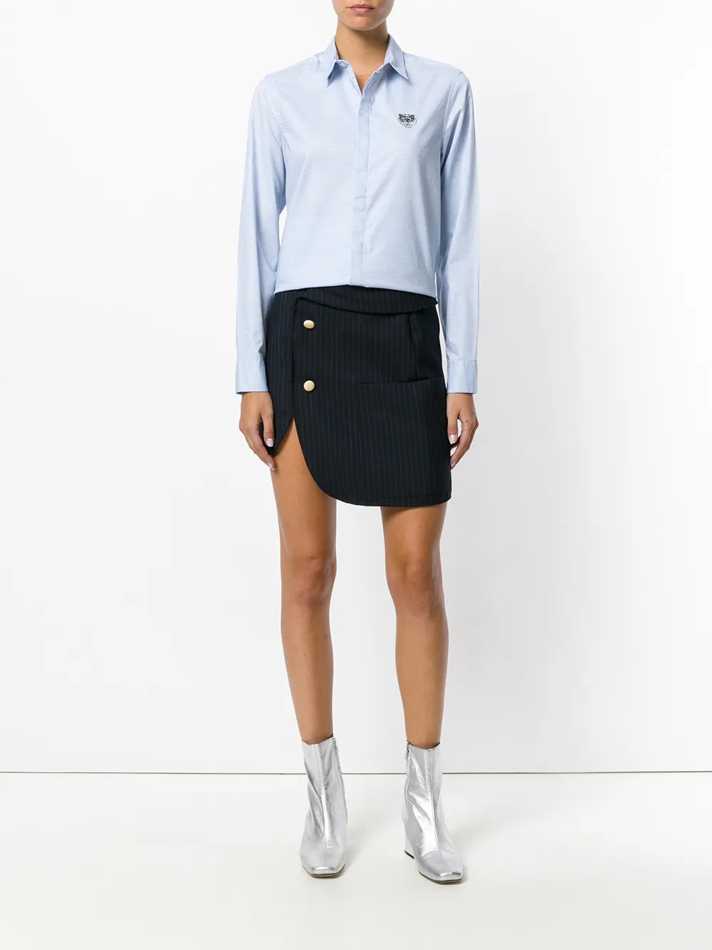  Kenzo Hemd Mit Tigerstickerei   Blau 