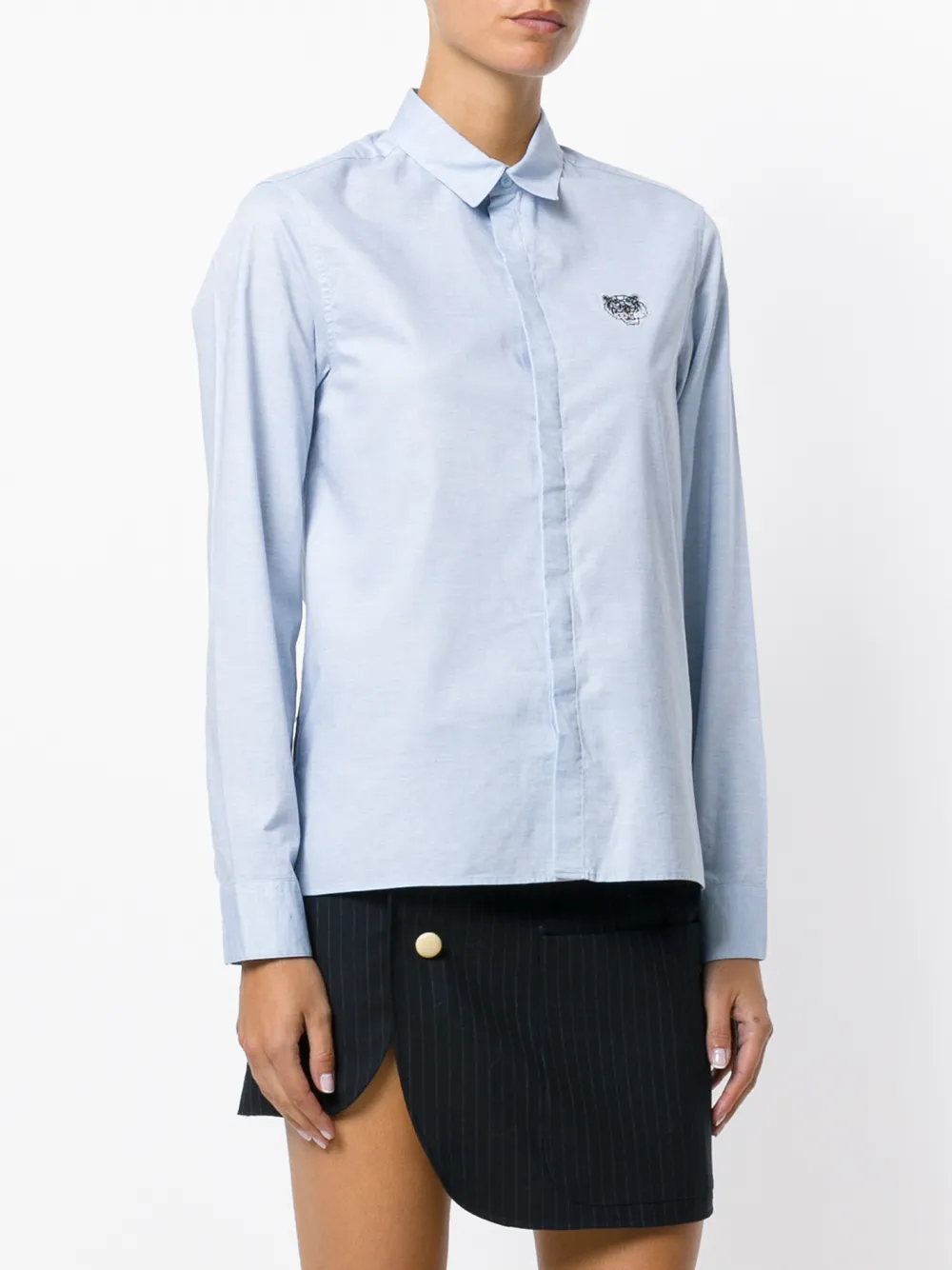  Kenzo Hemd Mit Tigerstickerei   Blau 
