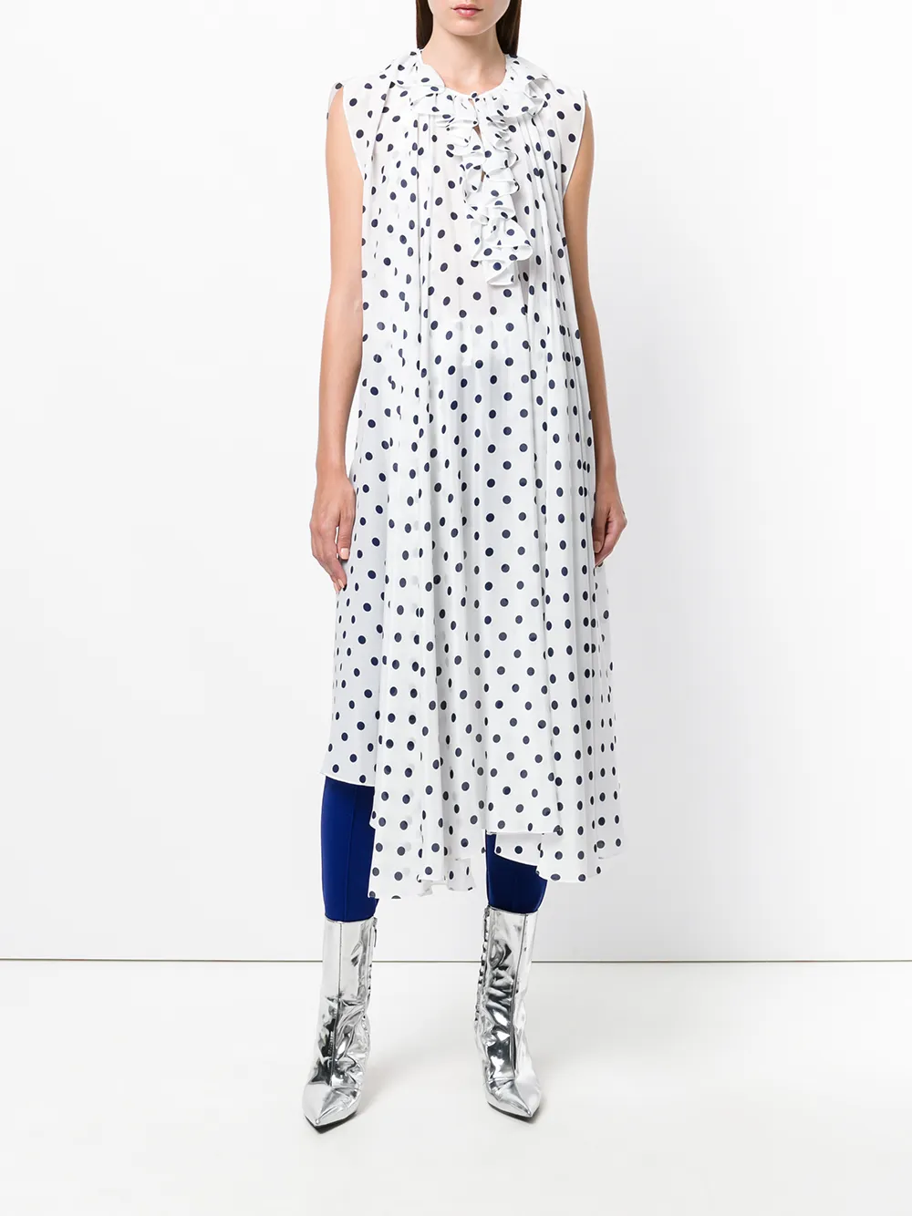  Balenciaga Seidenoberteil Mit Punkten   Weiß 