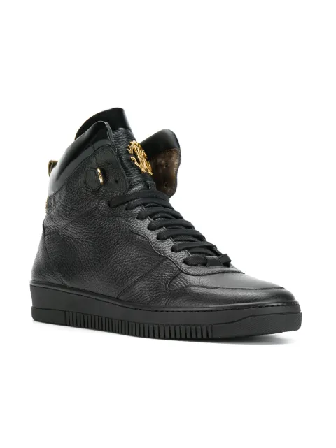 roberto cavalli logo high top sneakers