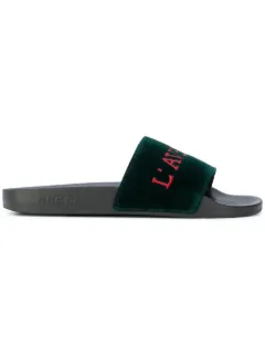 gucci embroidered slides