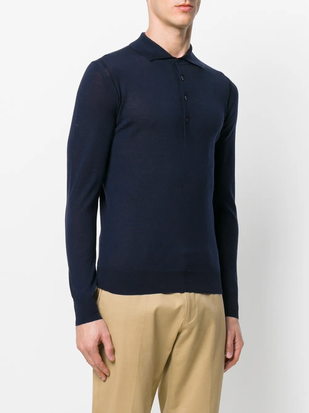 Paolo Pecora long sleeved polo shirt Blauw