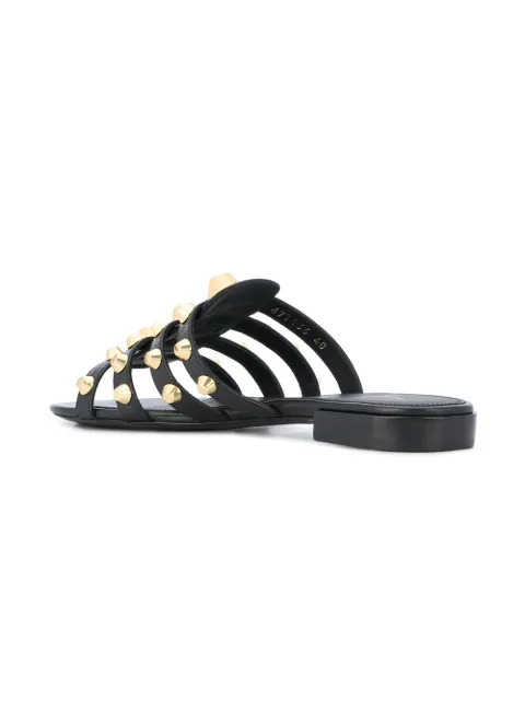 BALENCIAGA Studded Caged Flat Slide Sandal, Bleu Obscur in Eoir | ModeSens