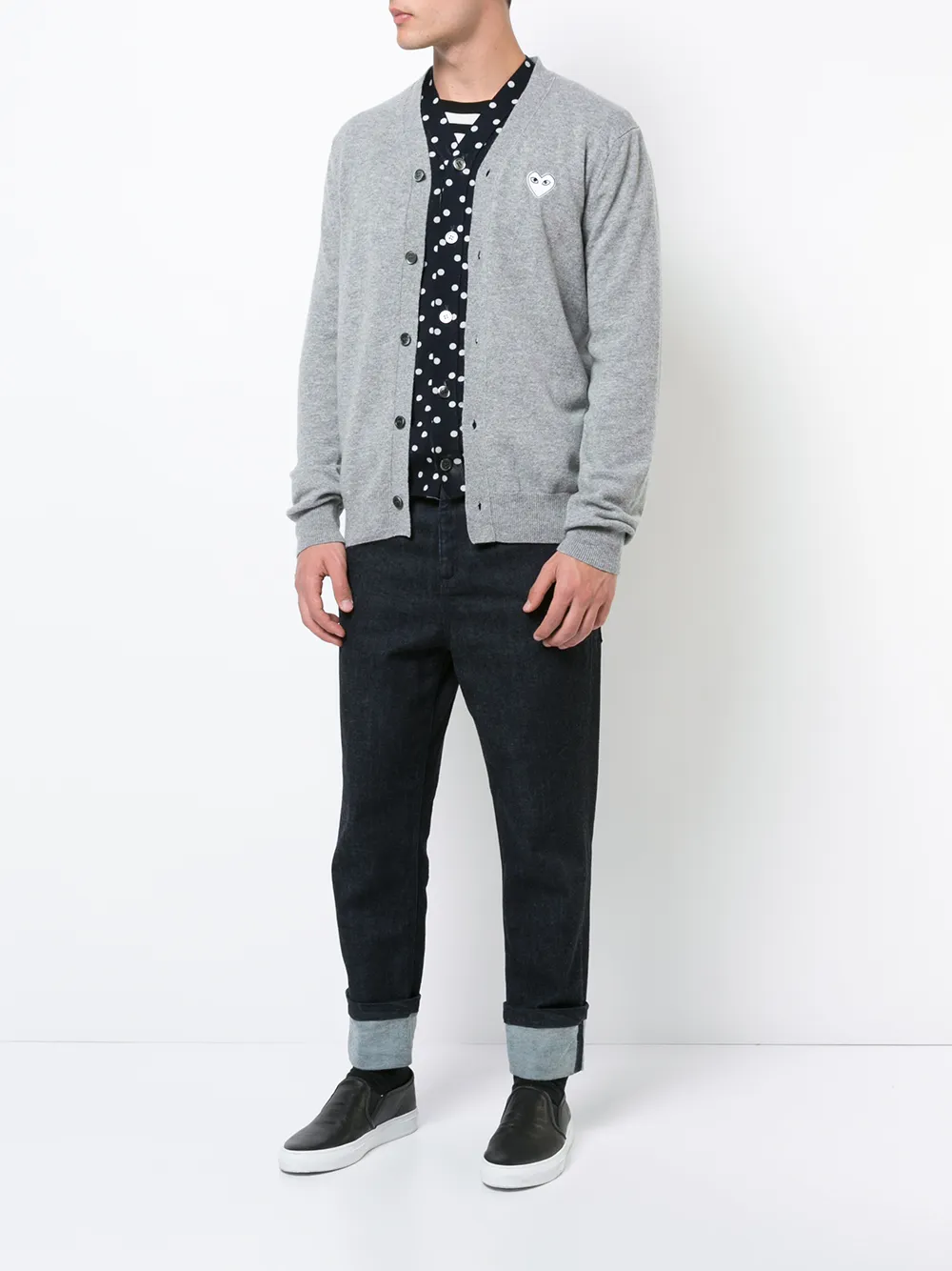 Comme Des Garçons Play logo badge cardigan - Grijs