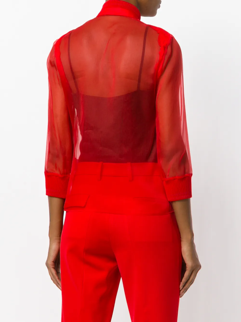 Givenchy sheer frill fitted shirt Rood