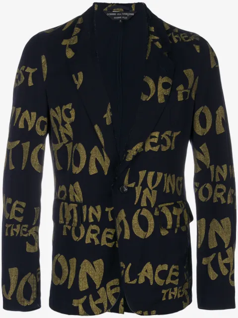 Comme Des Garçons Pre-Owned typographic-print blazer