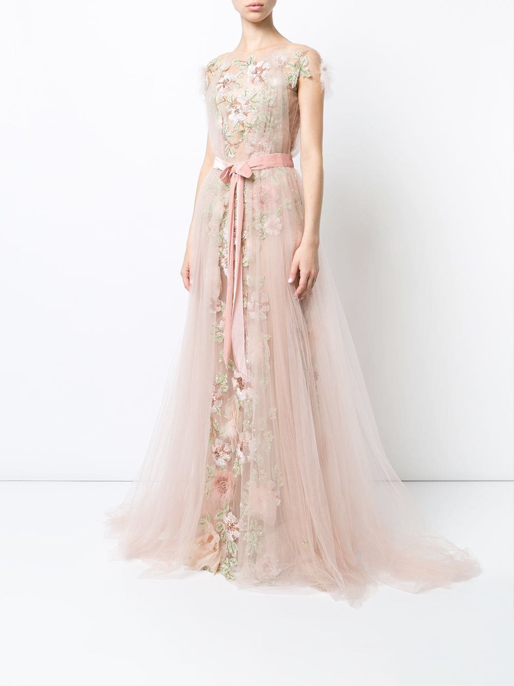 Marchesa Sequin Embroidered Gown - Farfetch