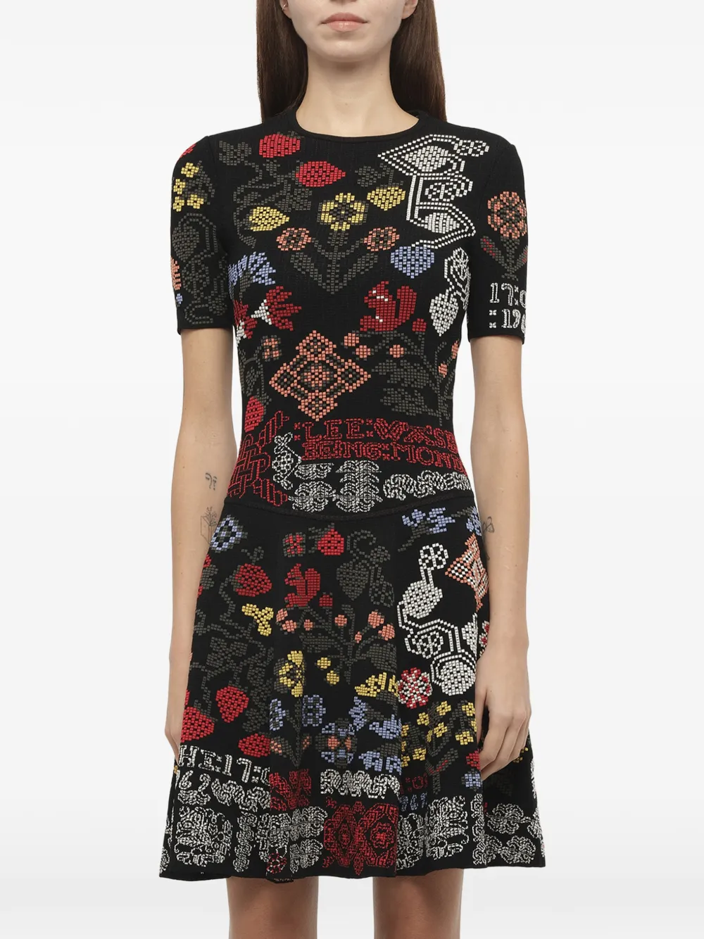 Alexander McQueen Minikleid mit floralem Muster - Schwarz