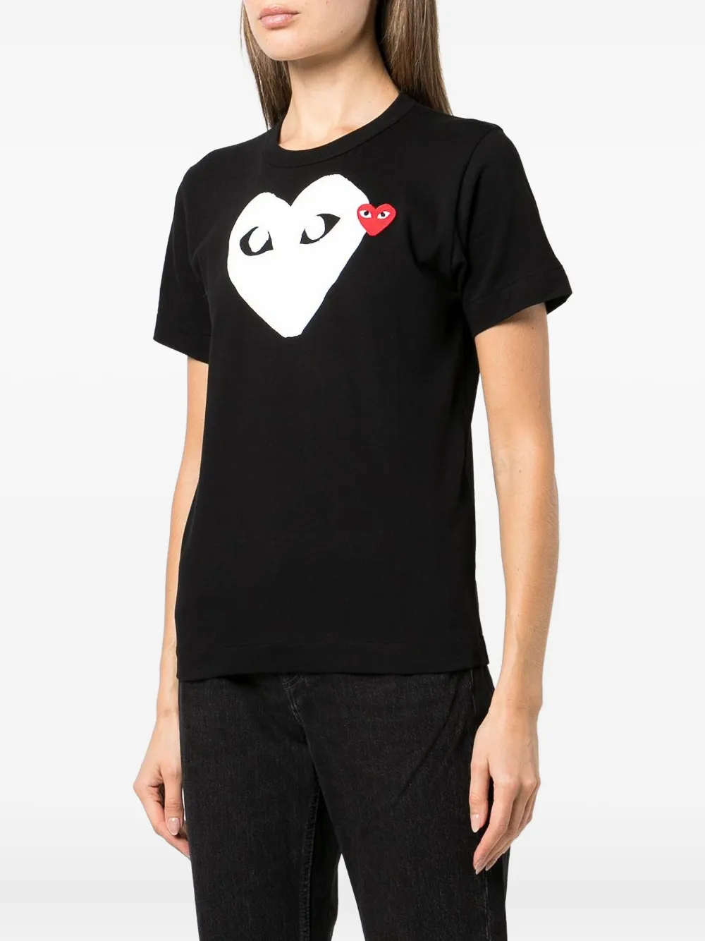  Comme Des Garçons Play T Shirt Mit Logo Print   Schwarz 