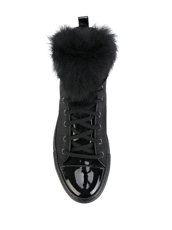 high top sneakers with fur