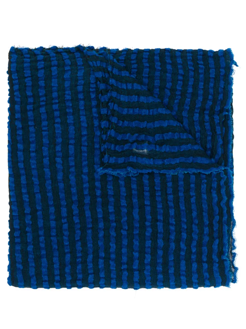 Faliero Sarti - striped crinkled scarf - women - Silk/Modal/Cashmere - One Size, Blue