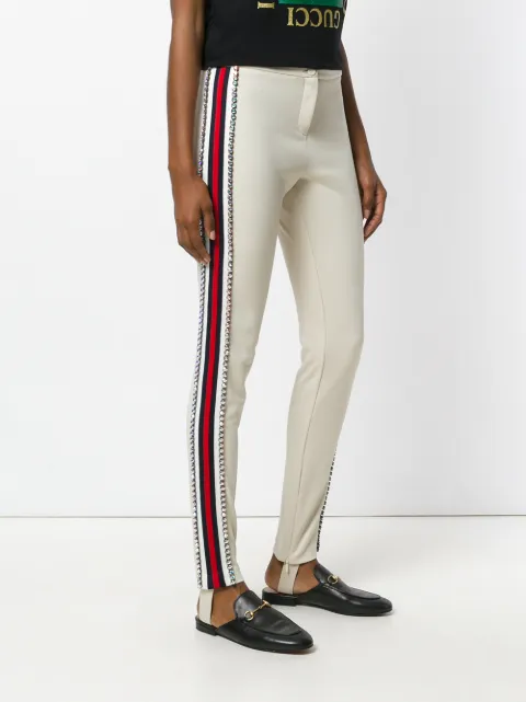 GUCCI TECHNICAL JERSEY STIRRUP LEGGING WITH CRYSTALS, WHITE | ModeSens