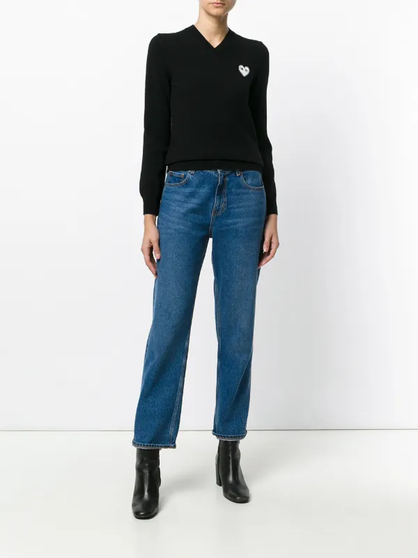 Comme Des Garçons Play V-neck heart-logo Sweater | Black | FARFETCH