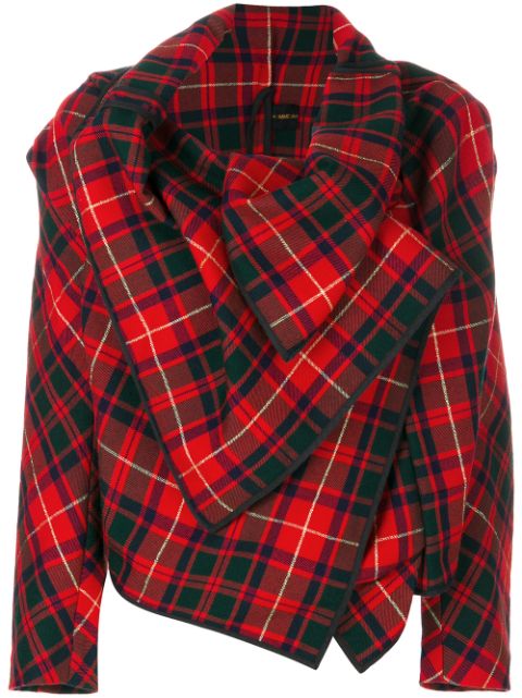 Comme Des Garcons asymmetric tartan jacket Women