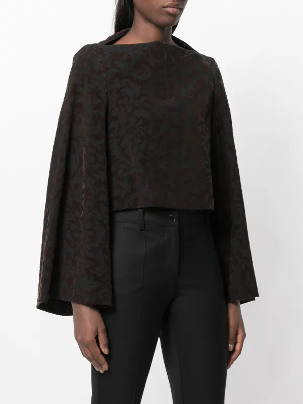 Comme Des Garcons Pre Owned 1990 Flocked wide sleeve Jumper Brown FARFETCH IE