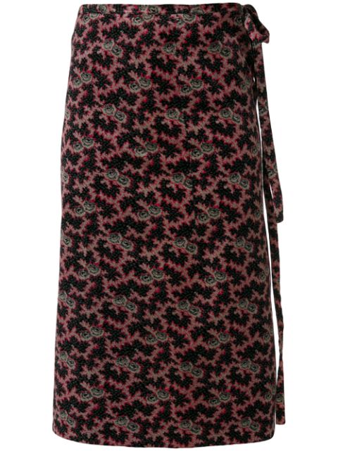 Comme Des Garcons floral velvet wrap skirt Women