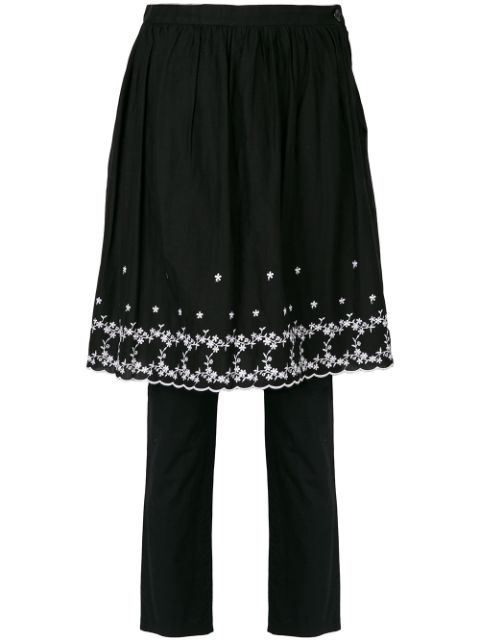 Comme Des Garcons embroidered skirt over trousers Women