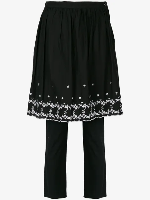 Comme Des Garçons Pre-Owned embroidered skirt over trousers