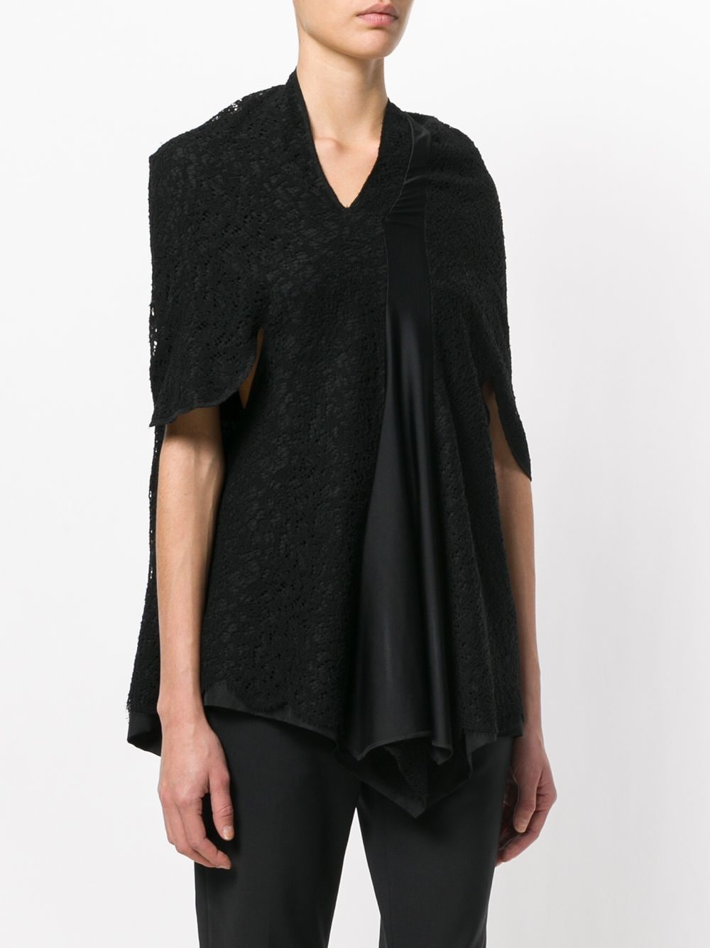 Pre-owned Comme Des Garçons Lace Panelled Blouse In Black