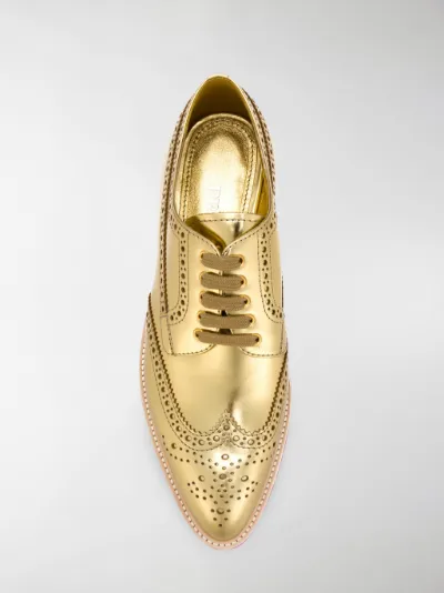 Prada metallic platform brogues 