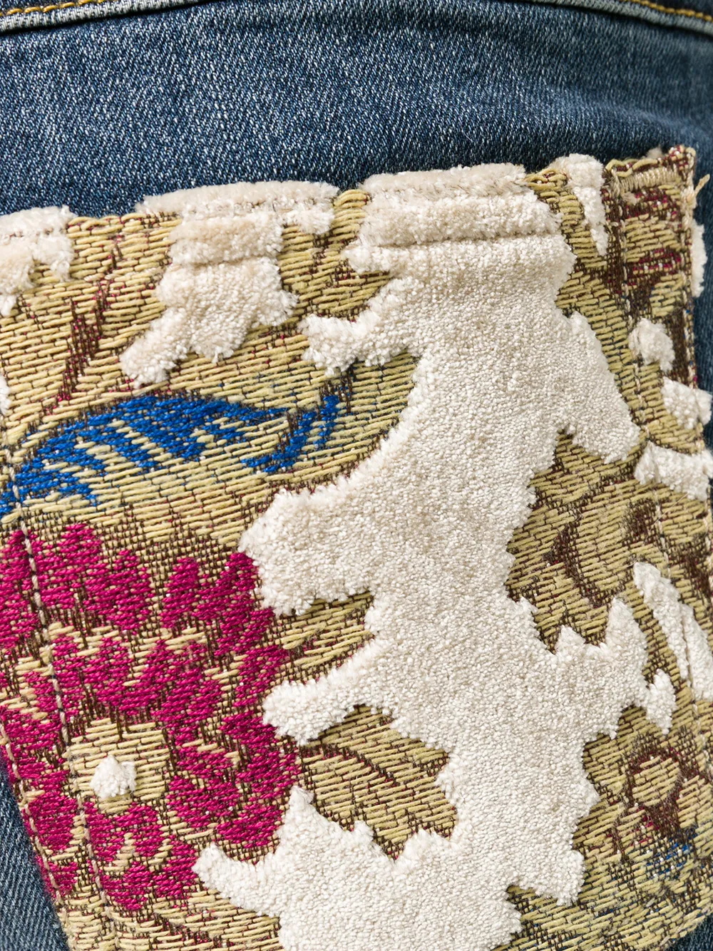 Dolce & Gabbana knoop versierde en brokaat geappliqueerde jeans Blauw