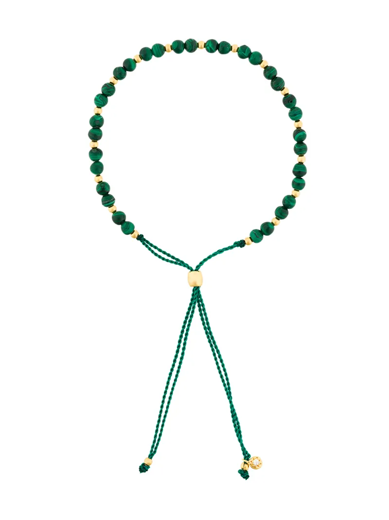 beaded skinny bracelet - women - Nylon/Silver/Malachite - One Size - GREEN