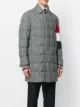 Thom Browne Downfilled Classic Bal Collar Overcoat With Red, White And Blue Armband Stripe In Herringbone Harris Tweed