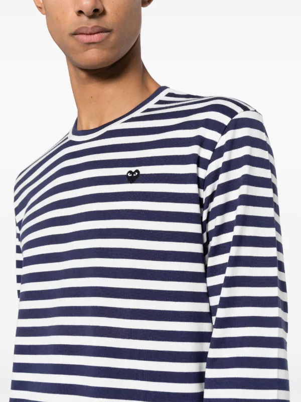PLAY COMME des GARÇONS ストライプ長袖Tシャツ　ネイビー COMME des GARCONS PLAY Small Logo Stripe Long Sleeves Tee 'Blue