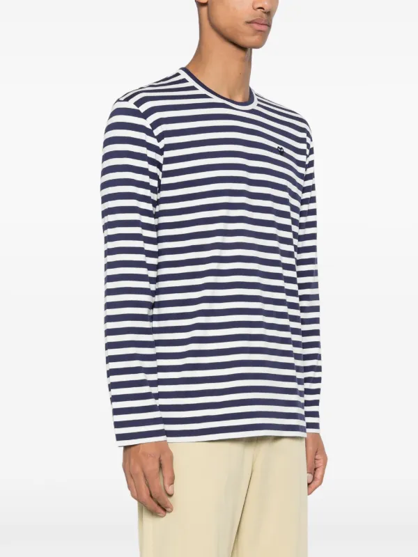 Comme Des Garçons Play Striped T-shirt | Blue | FARFETCH
