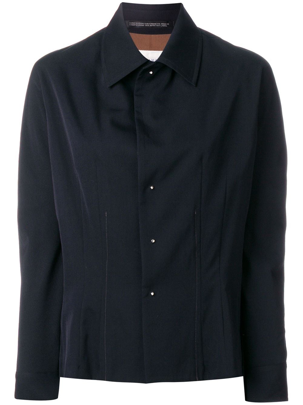Pre-owned Yohji Yamamoto Vintage Concealed Detail Fitted Shirt In Black