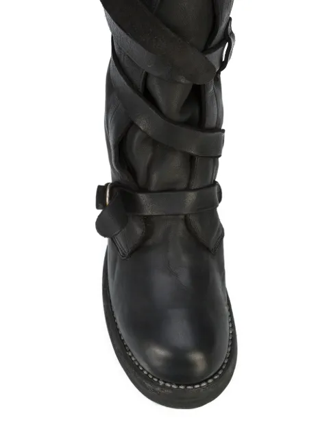 strappy mid calf boots