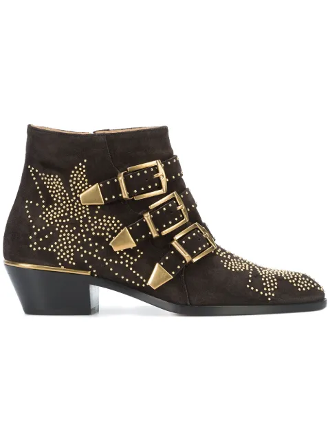 Click to view more detailed imagery on our partner's website ChloÉ Women's Susan Pointed Toe Studded Leather Booties In Grey