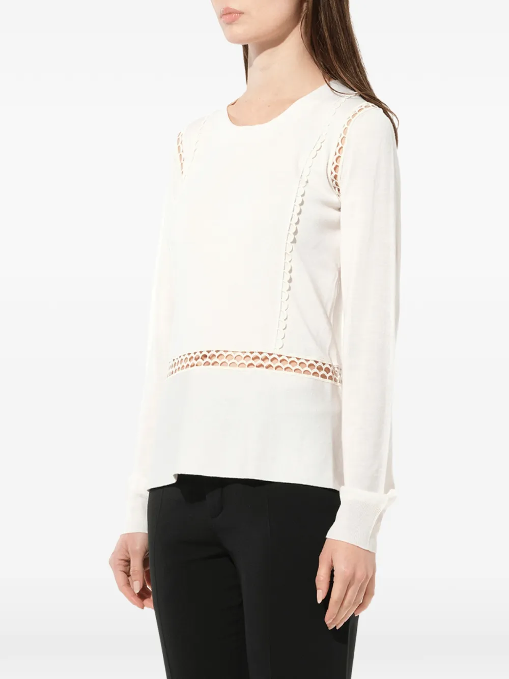  Chloé Top Festoneado Con Ojales - Blanco 