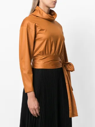 Slouchy Neck Rolled Sleeve Blouse - Just $6